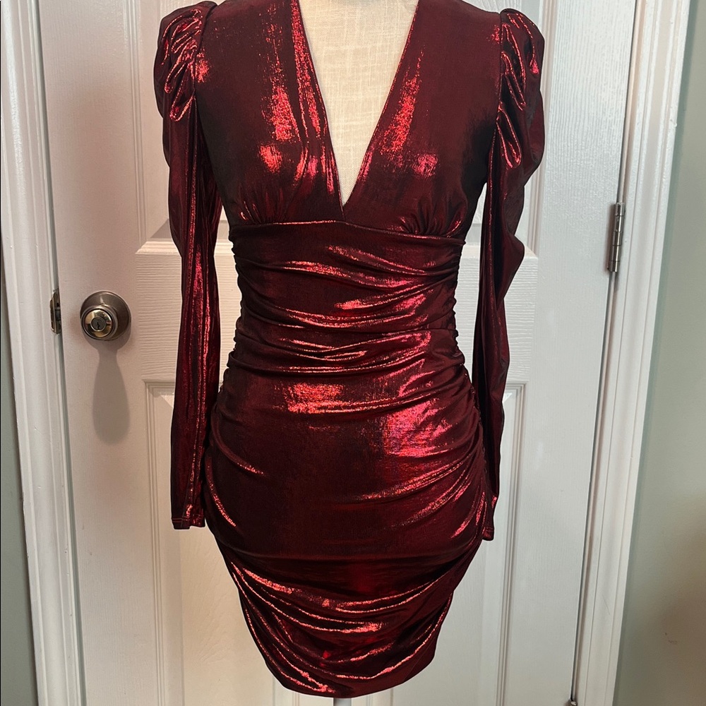 Glamorous Long Sleeve Metallic Dress
